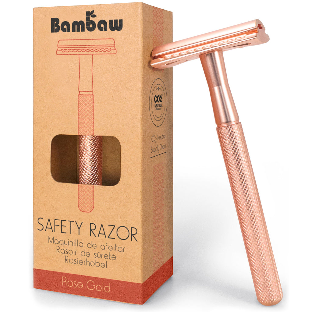 Bambaw Metal Double Edge Safety Razor- Rose Gold - Green Skye-Razors & Razor Blades