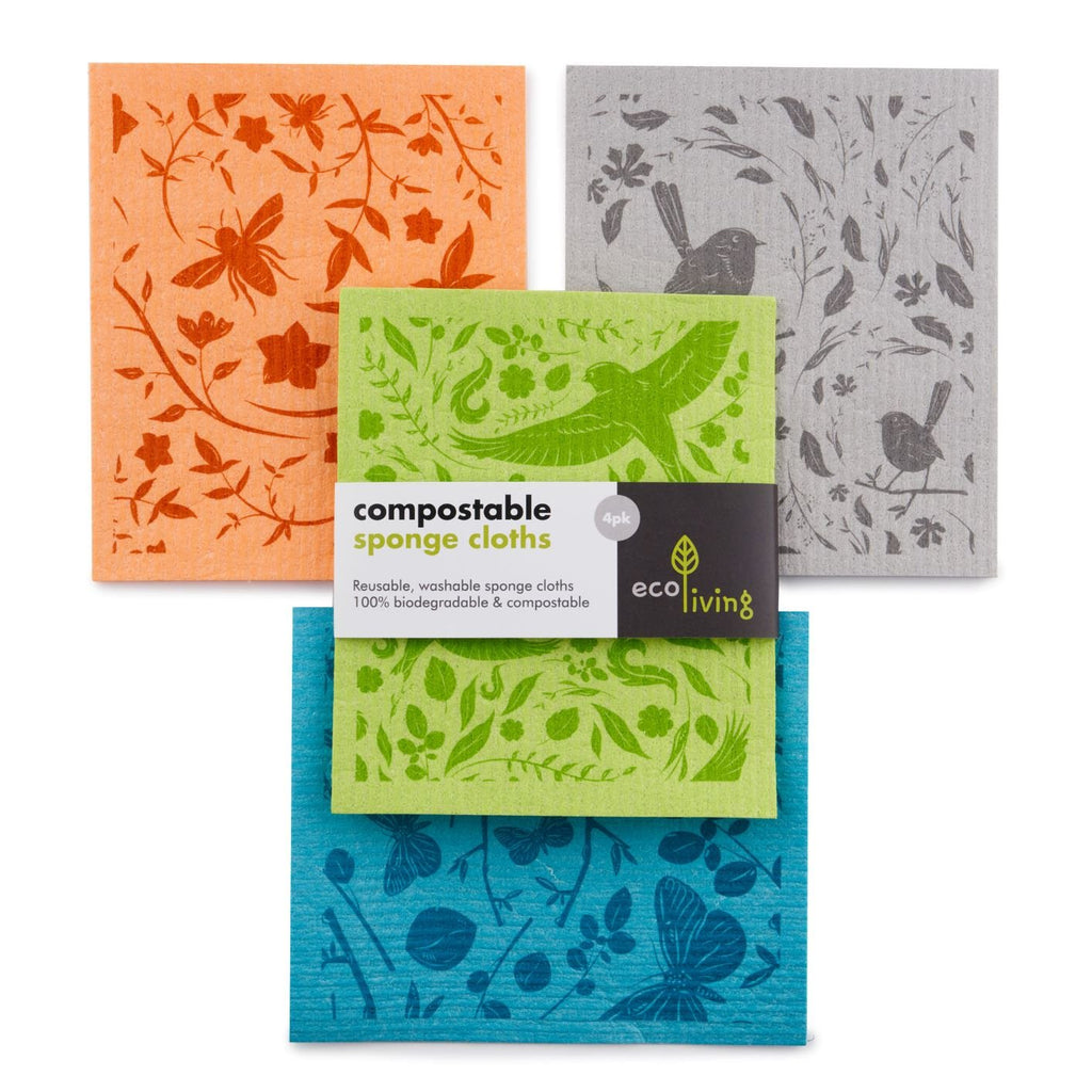 Compostable Sponge Cleaning Cloths - 4 pack - Green Skye-