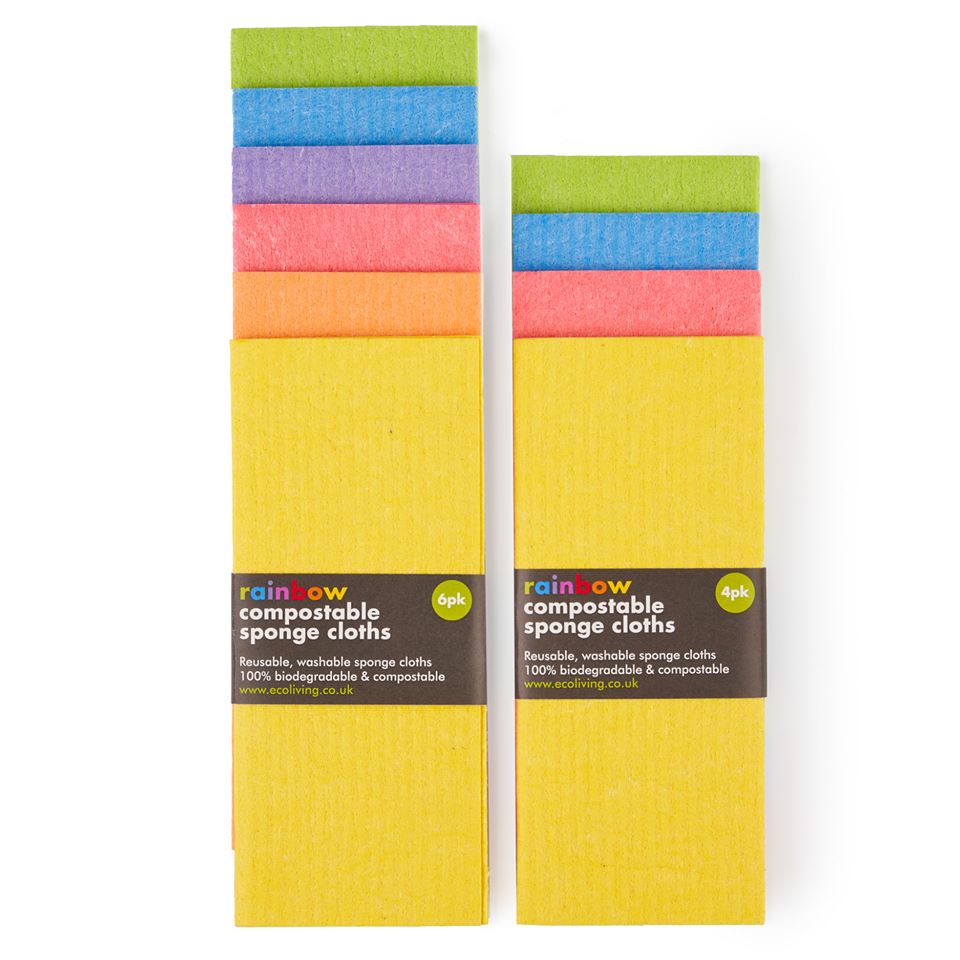 Compostable Sponge Cleaning Cloths: Rainbow 4 pack - Green Skye-