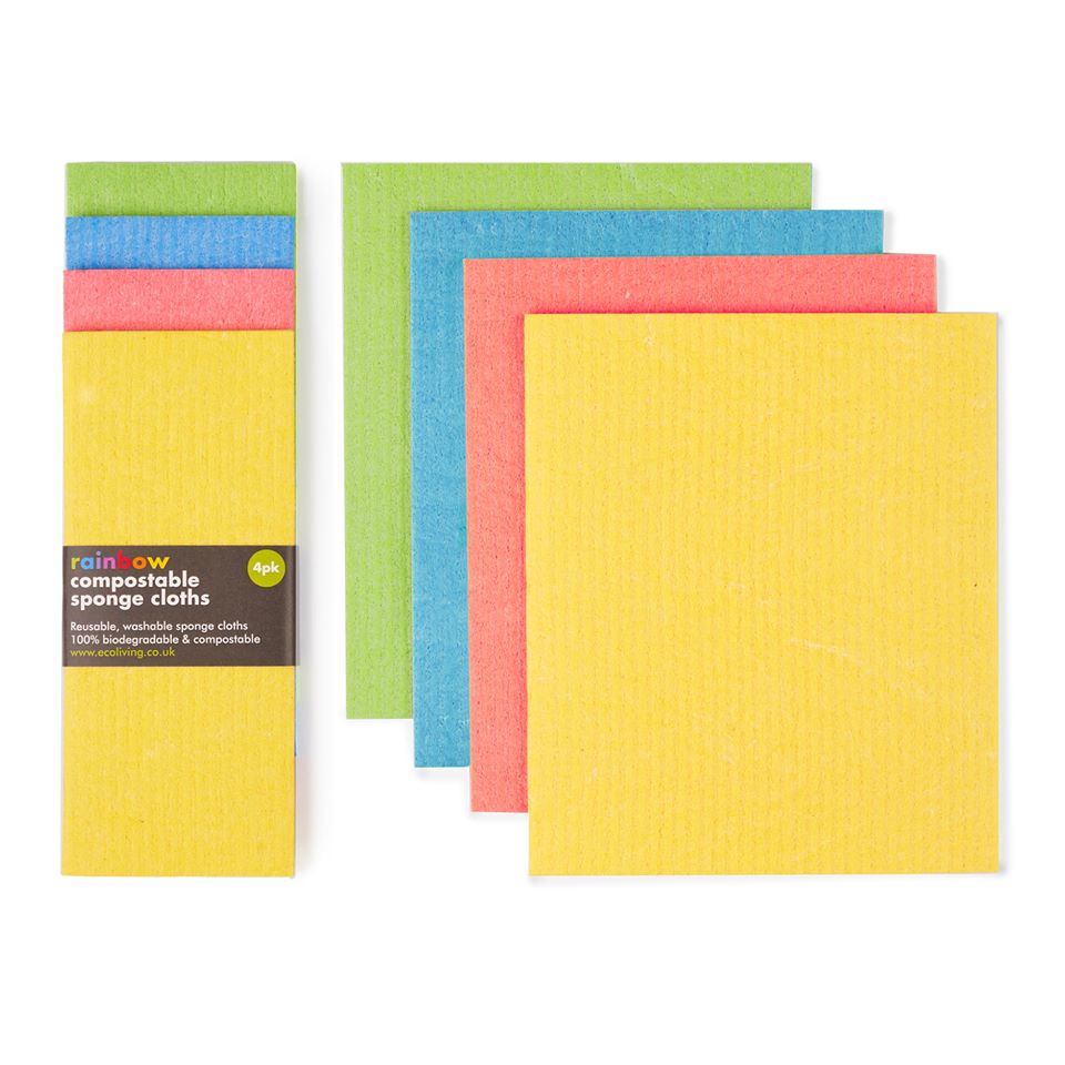 Compostable Sponge Cleaning Cloths: Rainbow 4 pack - Green Skye-