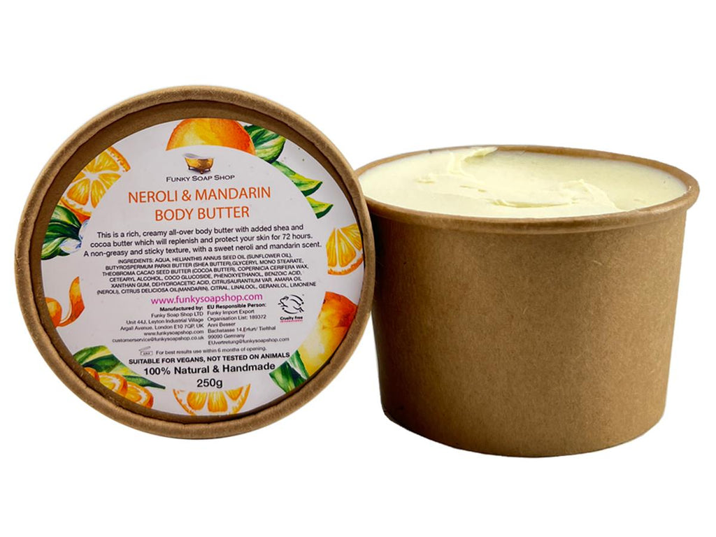 Funky Soap- Neroli & mandarin rich body butter, 250g kraft tub - Green Skye-