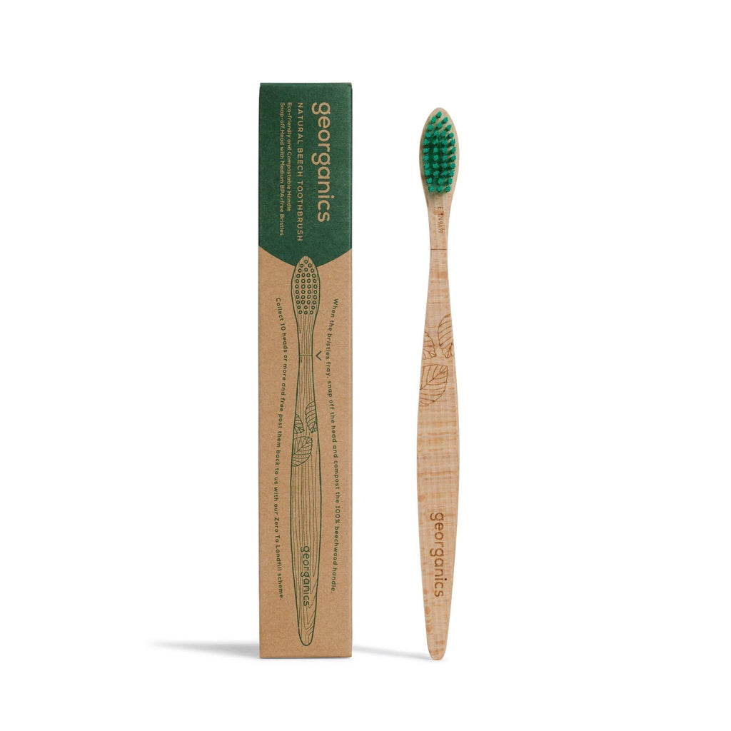 Georganics Sustainable Beechwood Toothbrush - Green Skye-