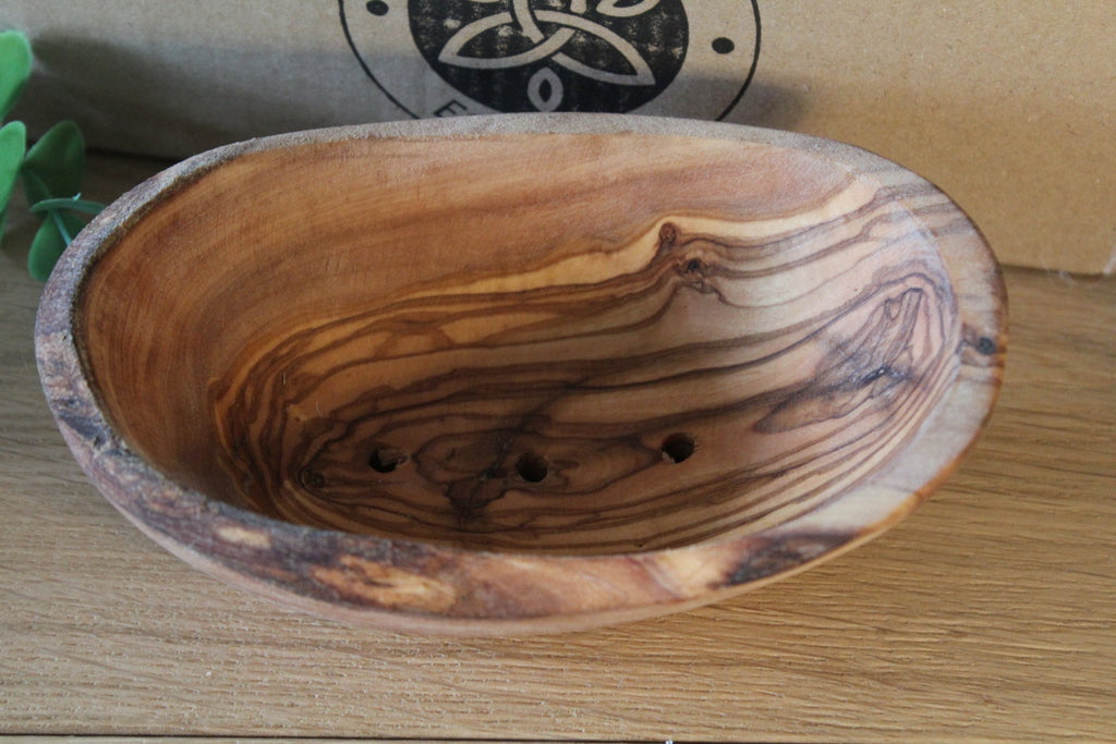 Hand Carved Olive Wood Soap Dish, Large - Green Skye-