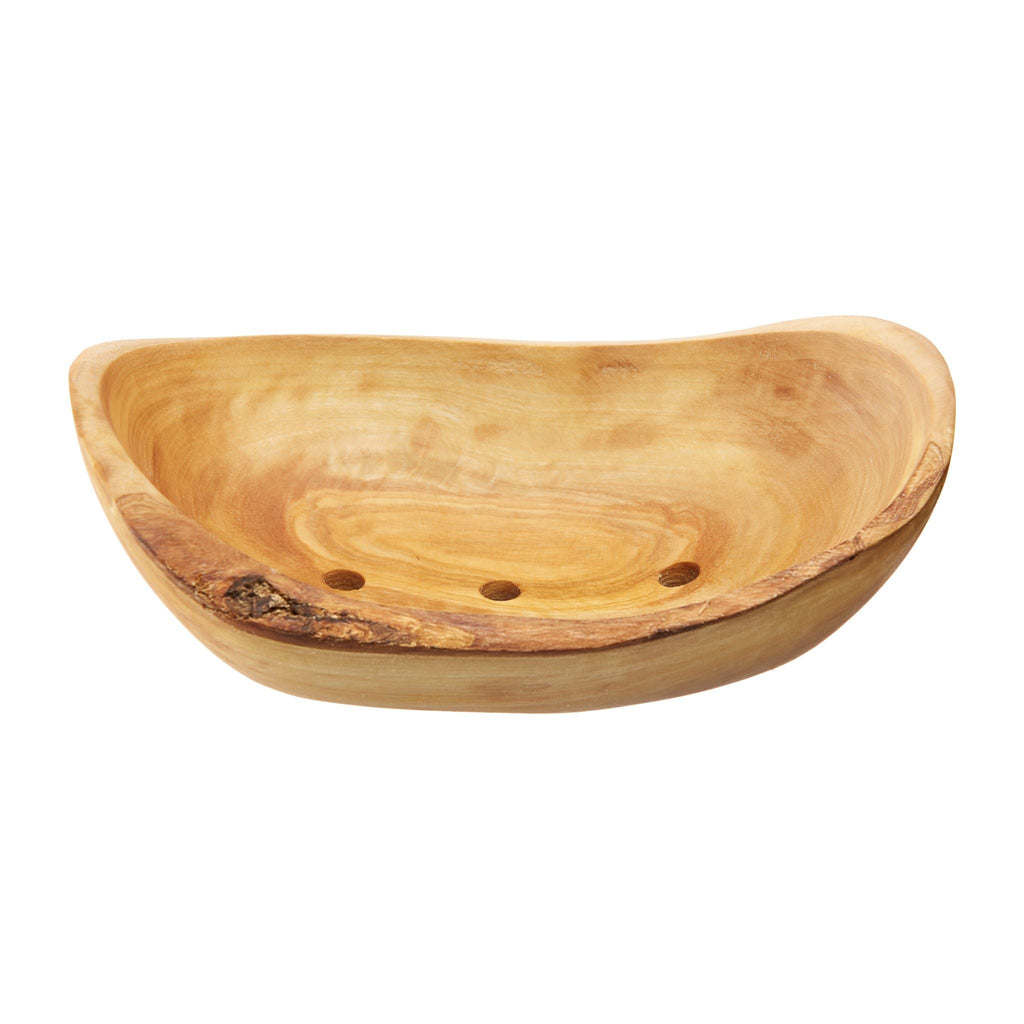 Olive wood soap dish oval, set including tray + natural soap