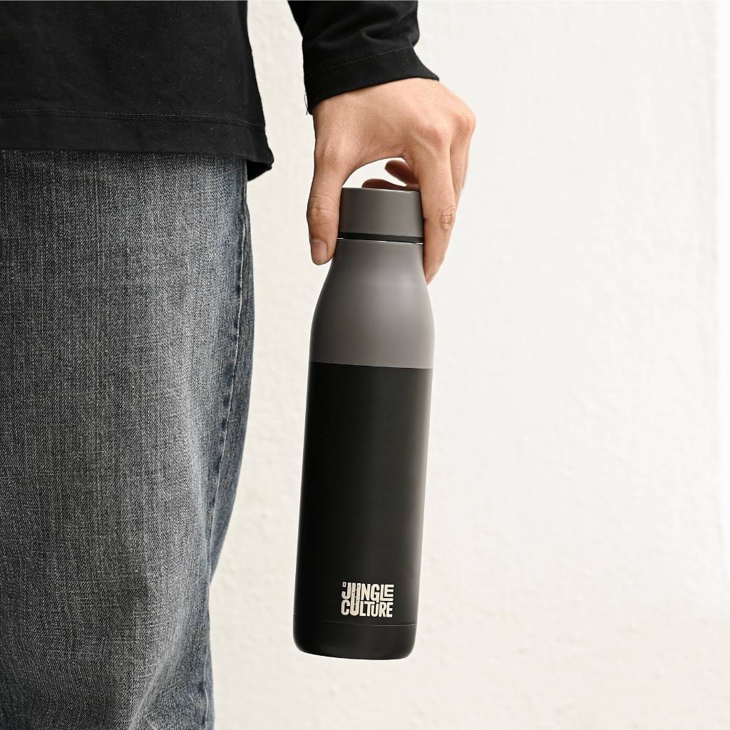 Insulated Stainless Steel Water Bottle - Black (650ml) - Green Skye-