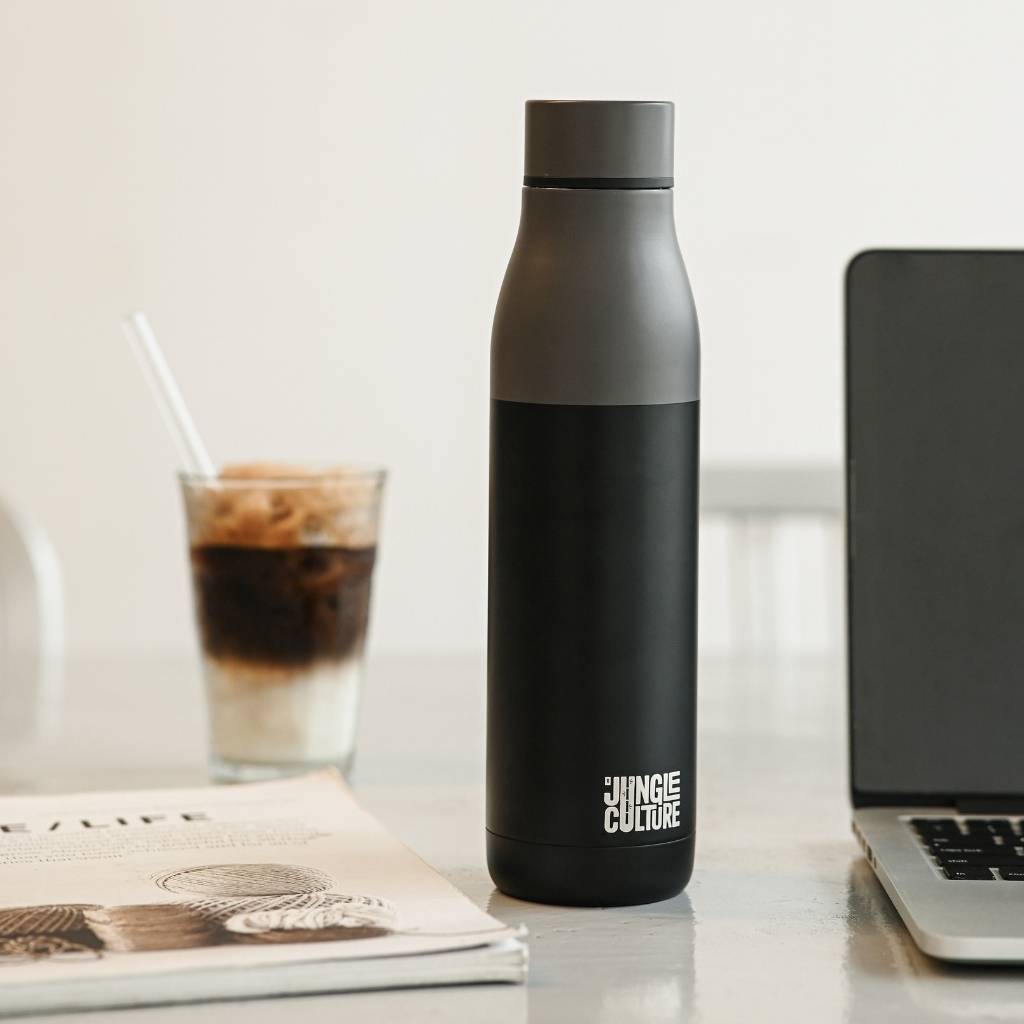 Insulated Stainless Steel Water Bottle - Black (650ml) - Green Skye-