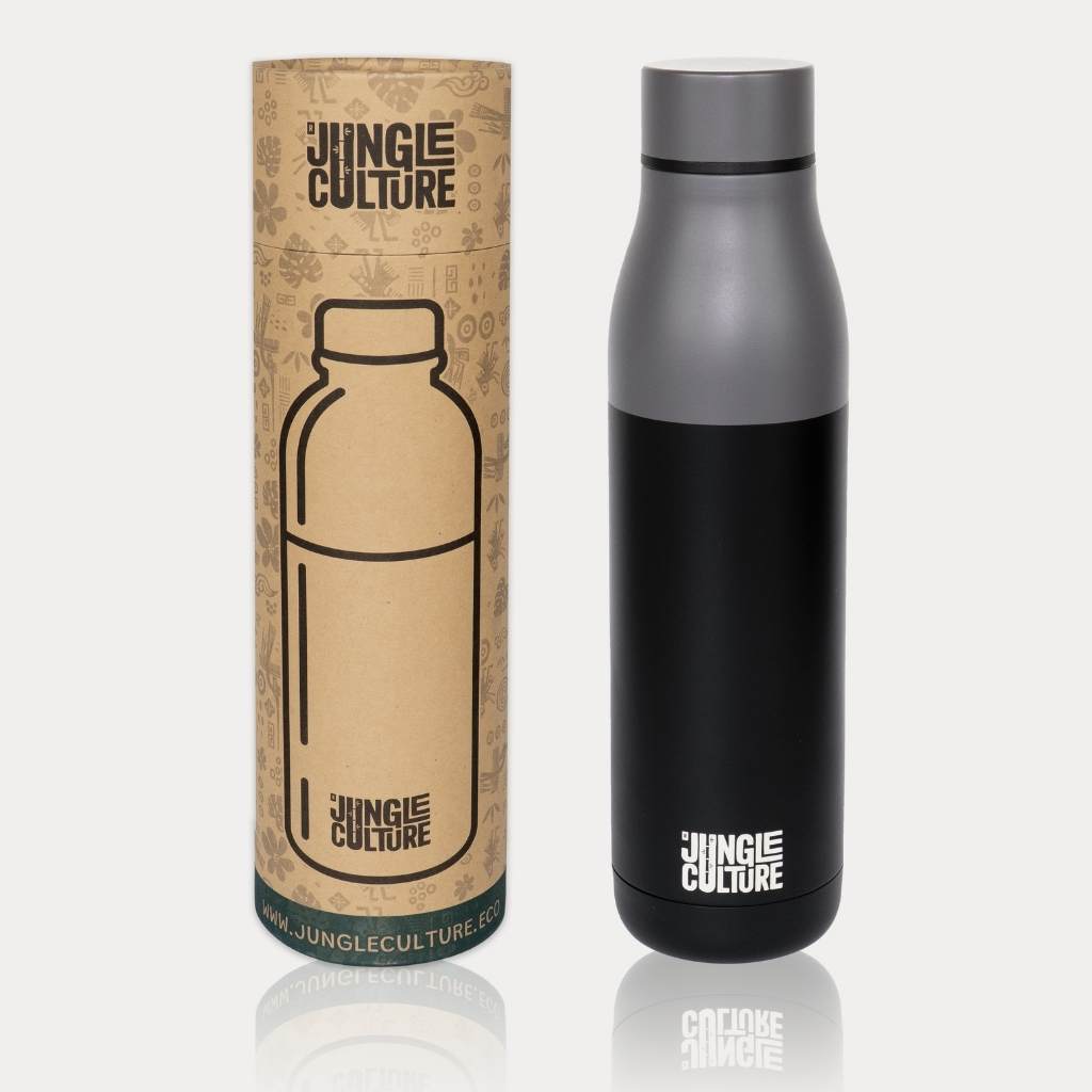 Insulated Stainless Steel Water Bottle - Black (650ml) - Green Skye-