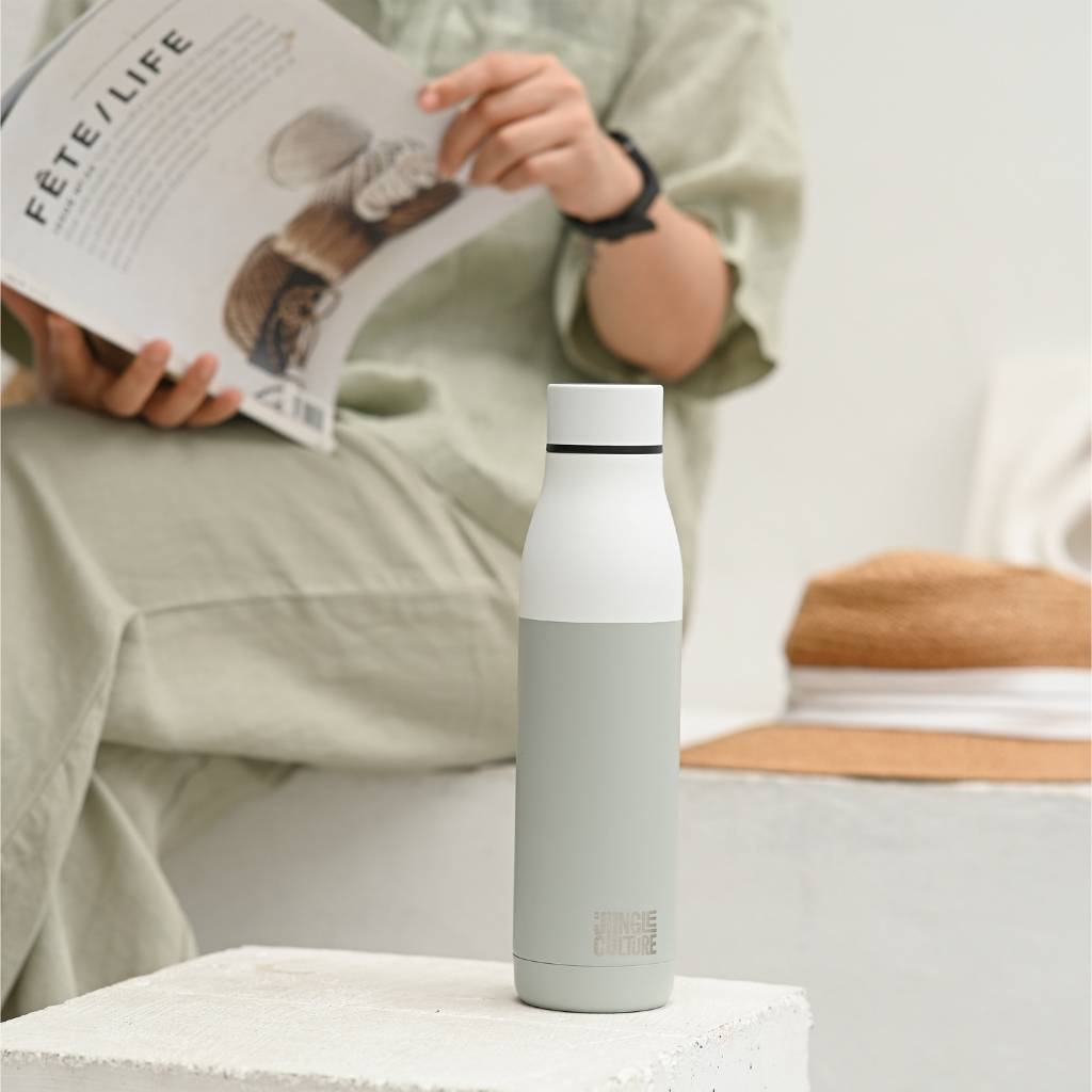 Insulated Stainless Steel Water Bottle - White (650ml) - Green Skye-