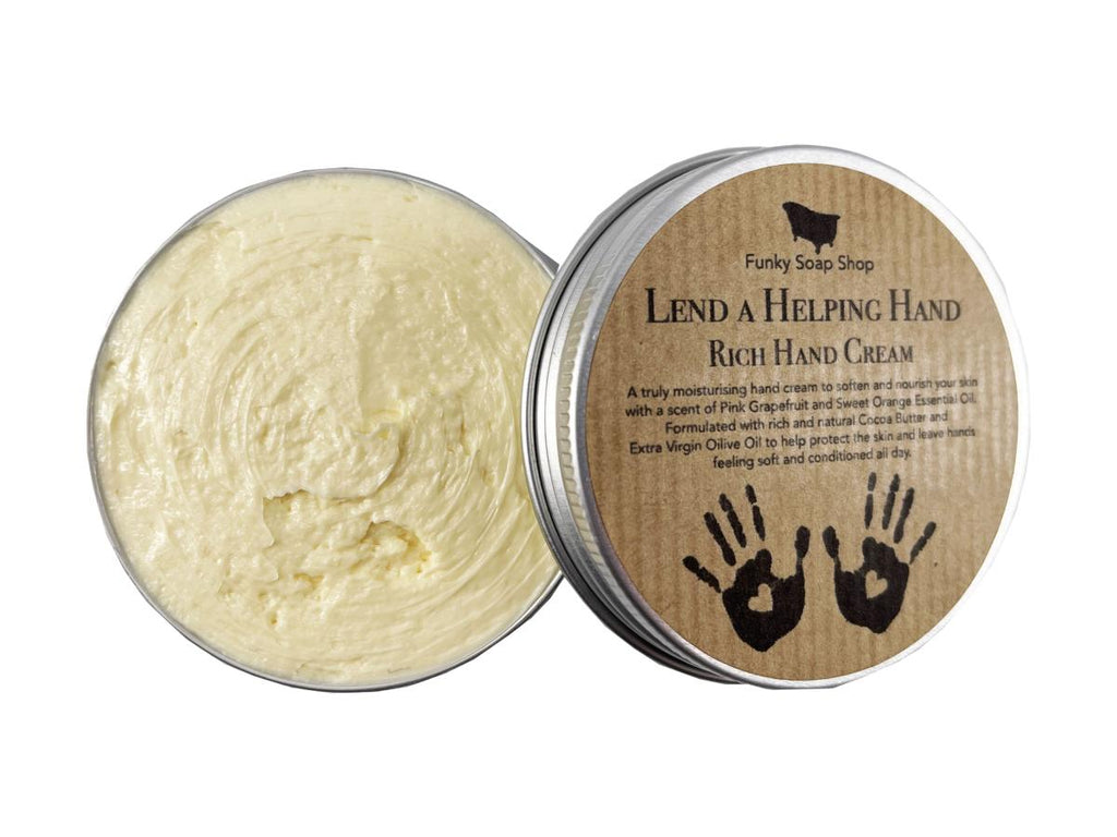 'Lend a helping hand' Pink Grapefruit & Orange Rich Hand Cream Tub - Green Skye-